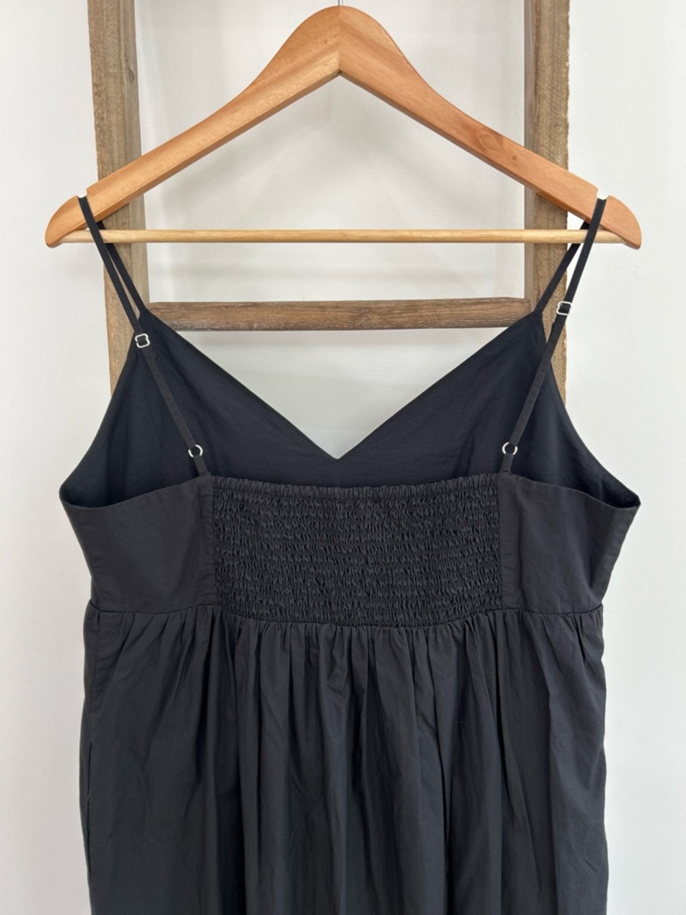 Quince Black Organic Cotton Poplin Sleeveless Maxi Dress V-Neck Size M NWT Beach - Picture 5 of 12